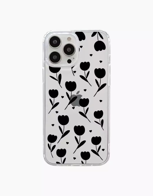 Aesthetic Black Tulips iPhone Case - URBANLUSA