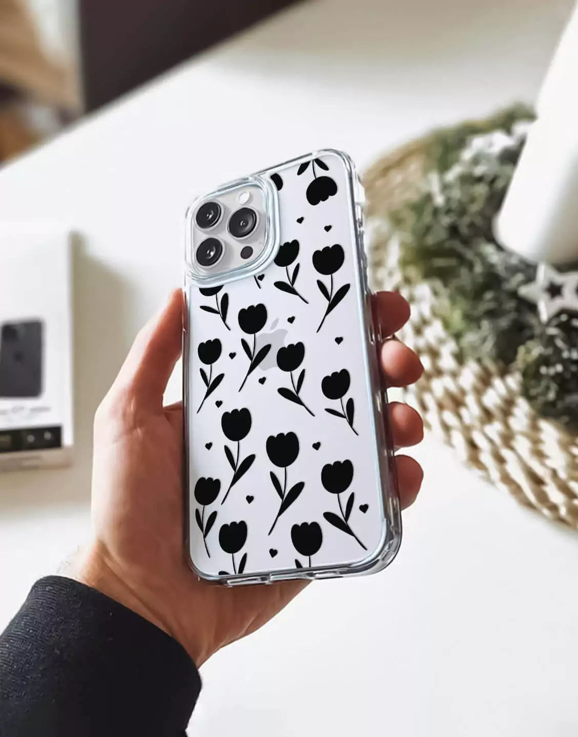 Aesthetic Black Tulips iPhone Case - URBANLUSA