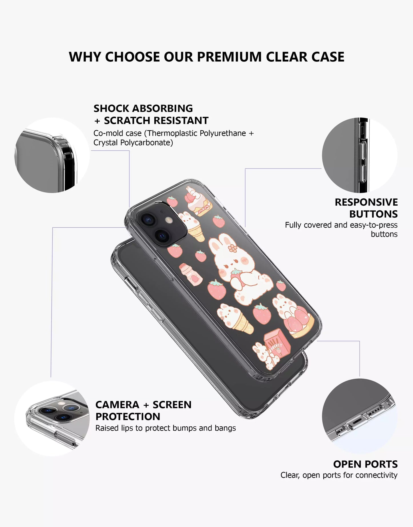 Aesthetic Kawaii Bear iPhone Case - URBANLUSA
