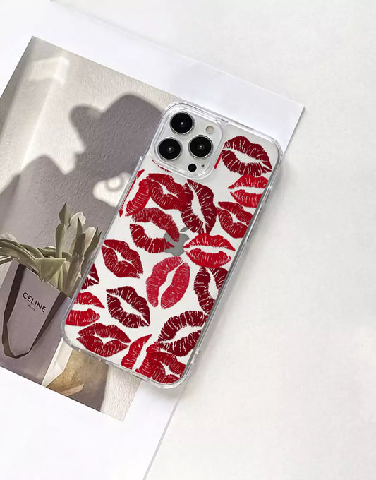 Aesthetic Red Lips iPhone Case - URBANLUSA