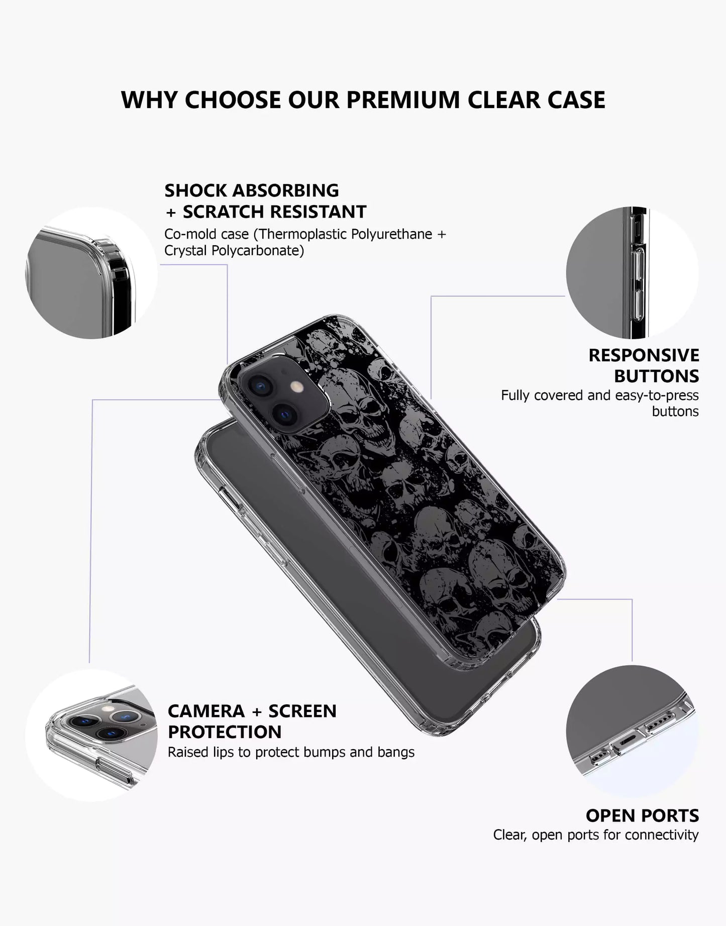 Dark Grunge Gothic Skull Aesthetic iPhone Case - URBANLUSA