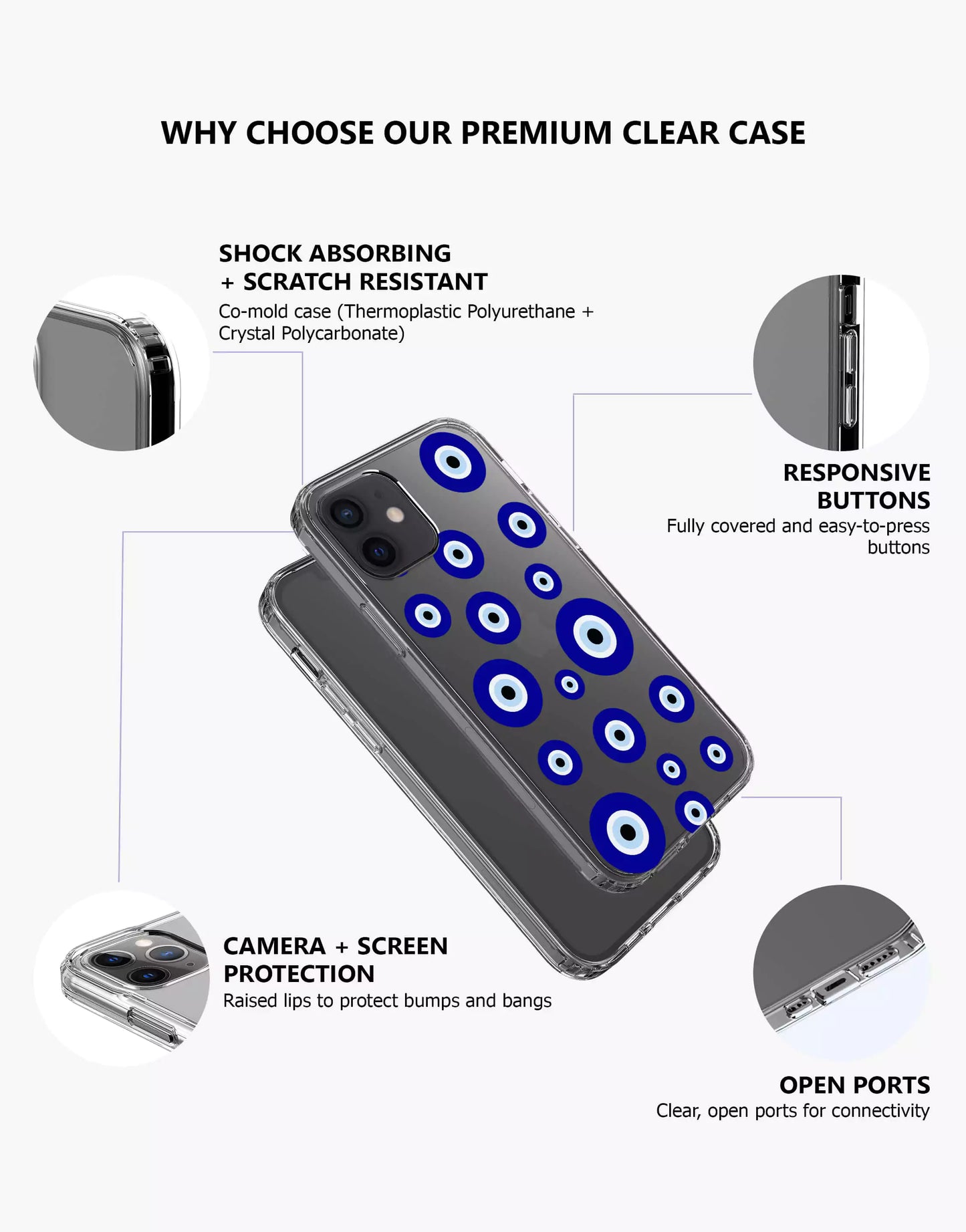 Evil Blue Eyes Pattern iPhone Case - URBANLUSA