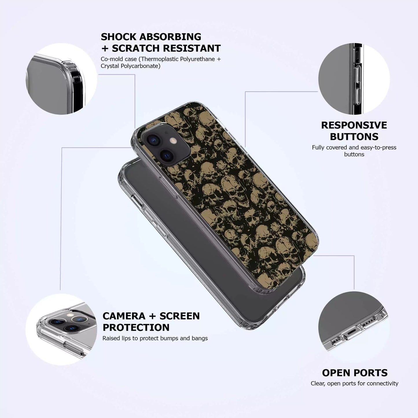 Grunge Gothic Skull Aesthetic iPhone Case - URBANLUSA