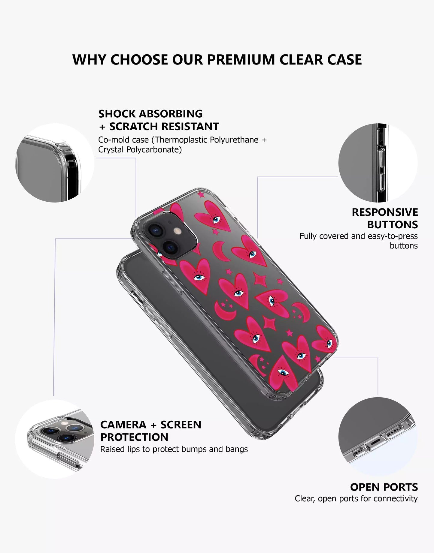 Indie Red Heart Eye iPhone Case - URBANLUSA