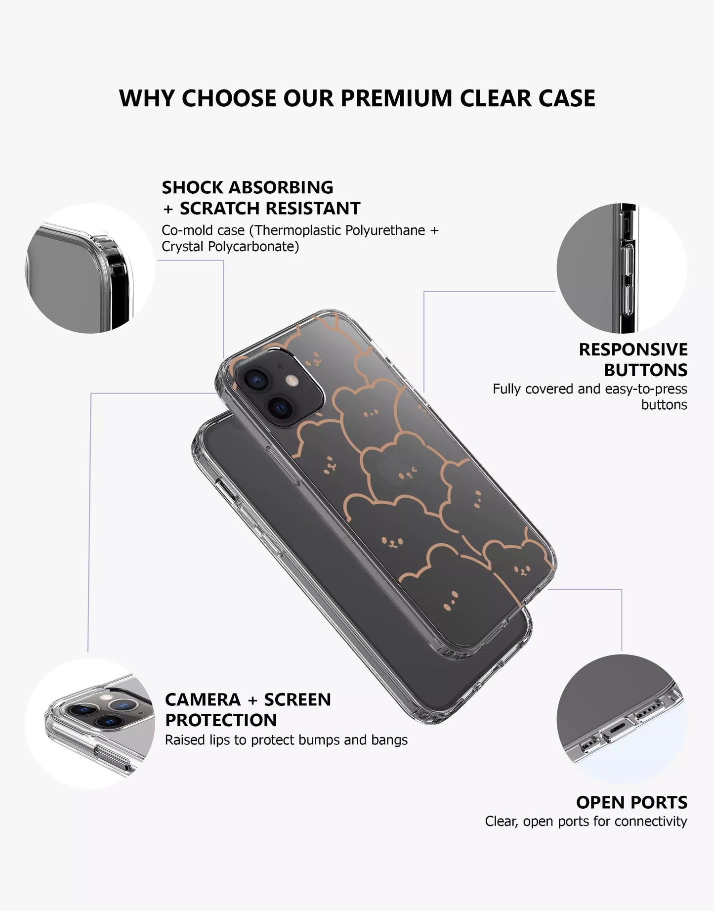 Kawaii Bear iPhone Case - URBANLUSA