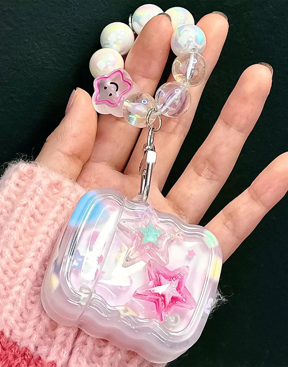 Kawaii Pink Wavy Stars AirPods Case - URBANLUSA