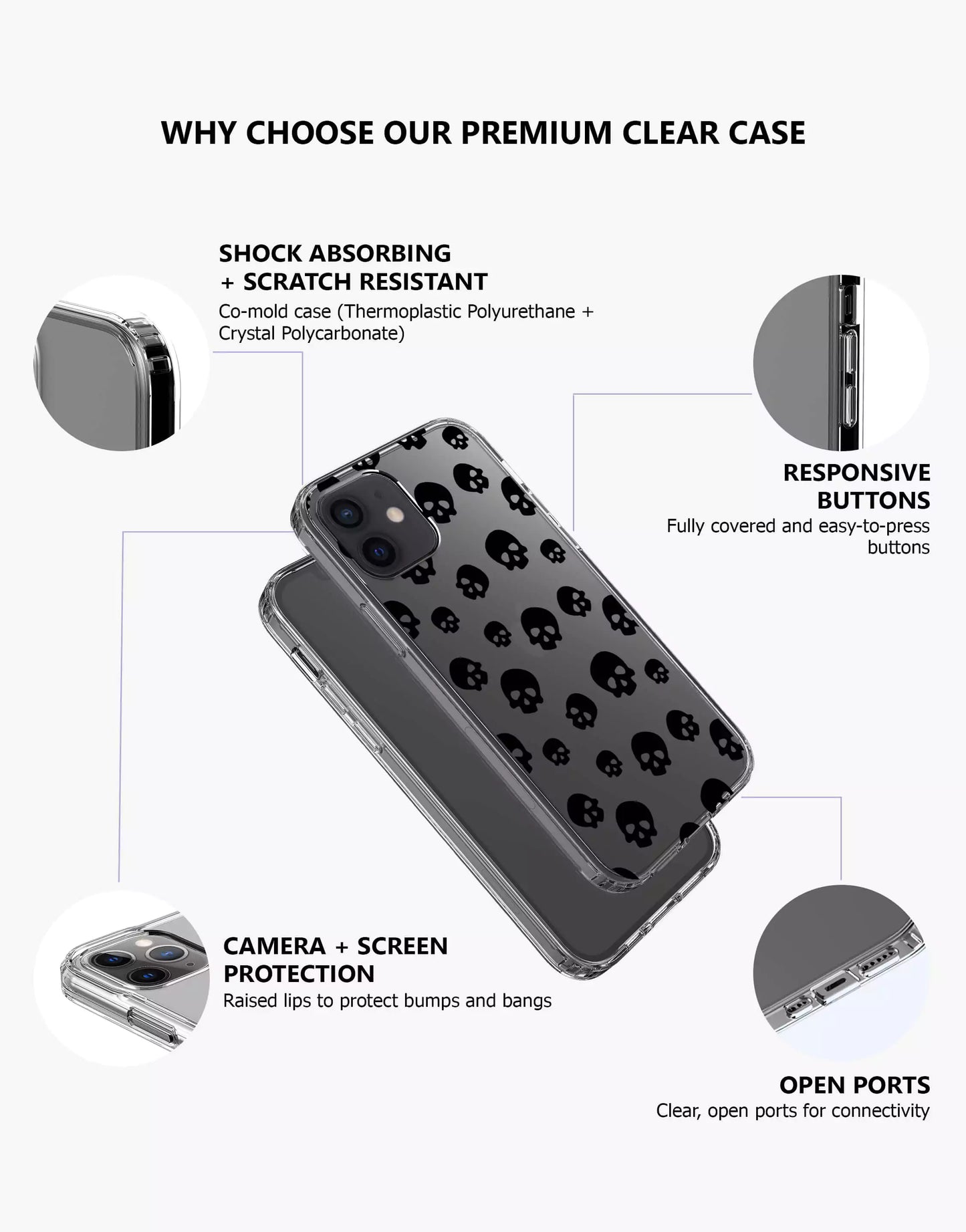 Mini Dark Skull Halloween iPhone Case - URBANLUSA