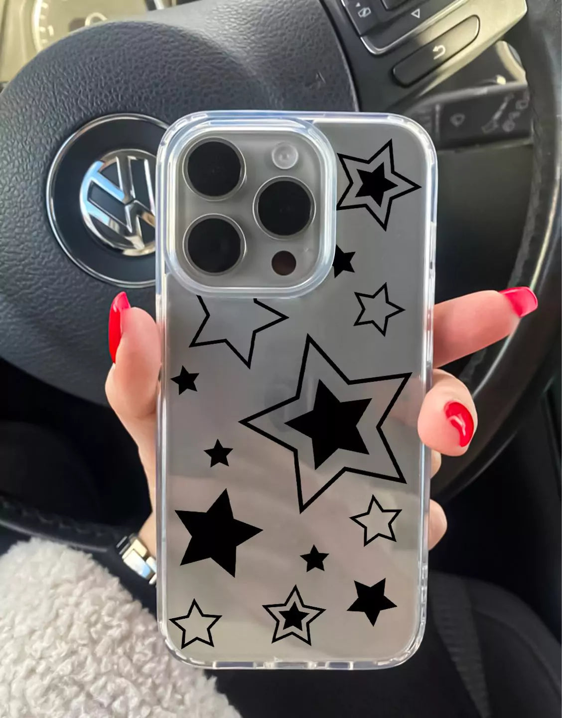 Pretty Black Y2K Stars iPhone Case - URBANLUSA