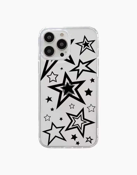 Pretty Black Stars Clear iPhone Case - URBANLUSA