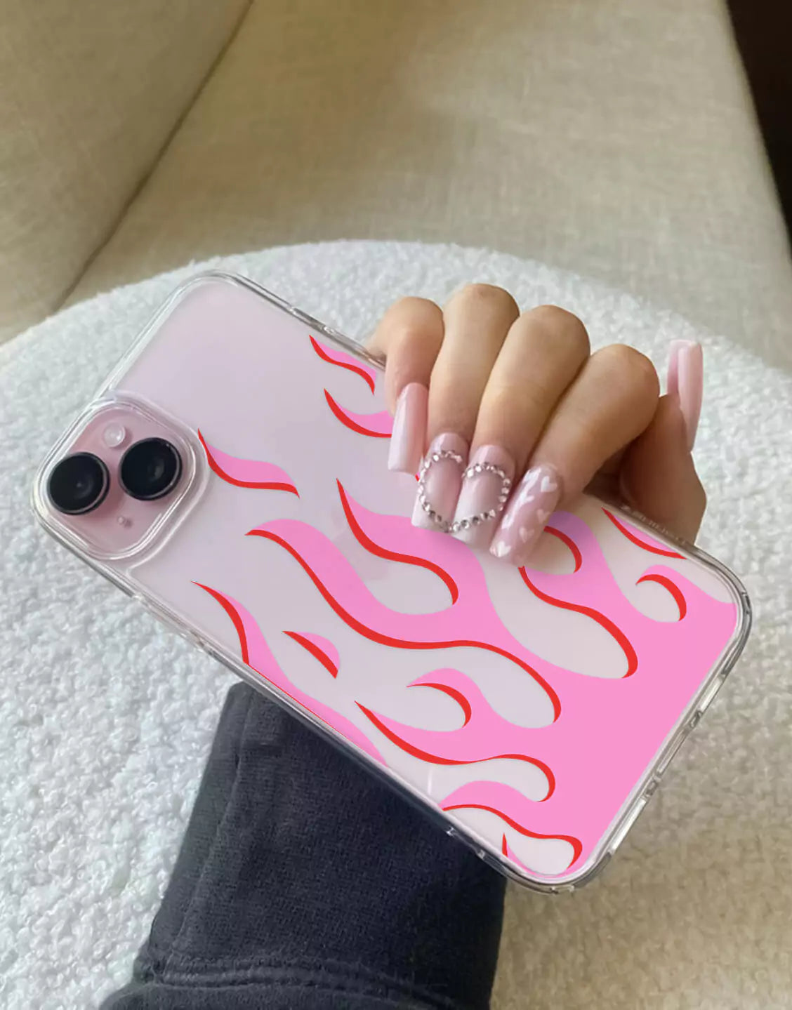 Y2K Pink Flame Aesthetic iPhone Case - URBANLUSA