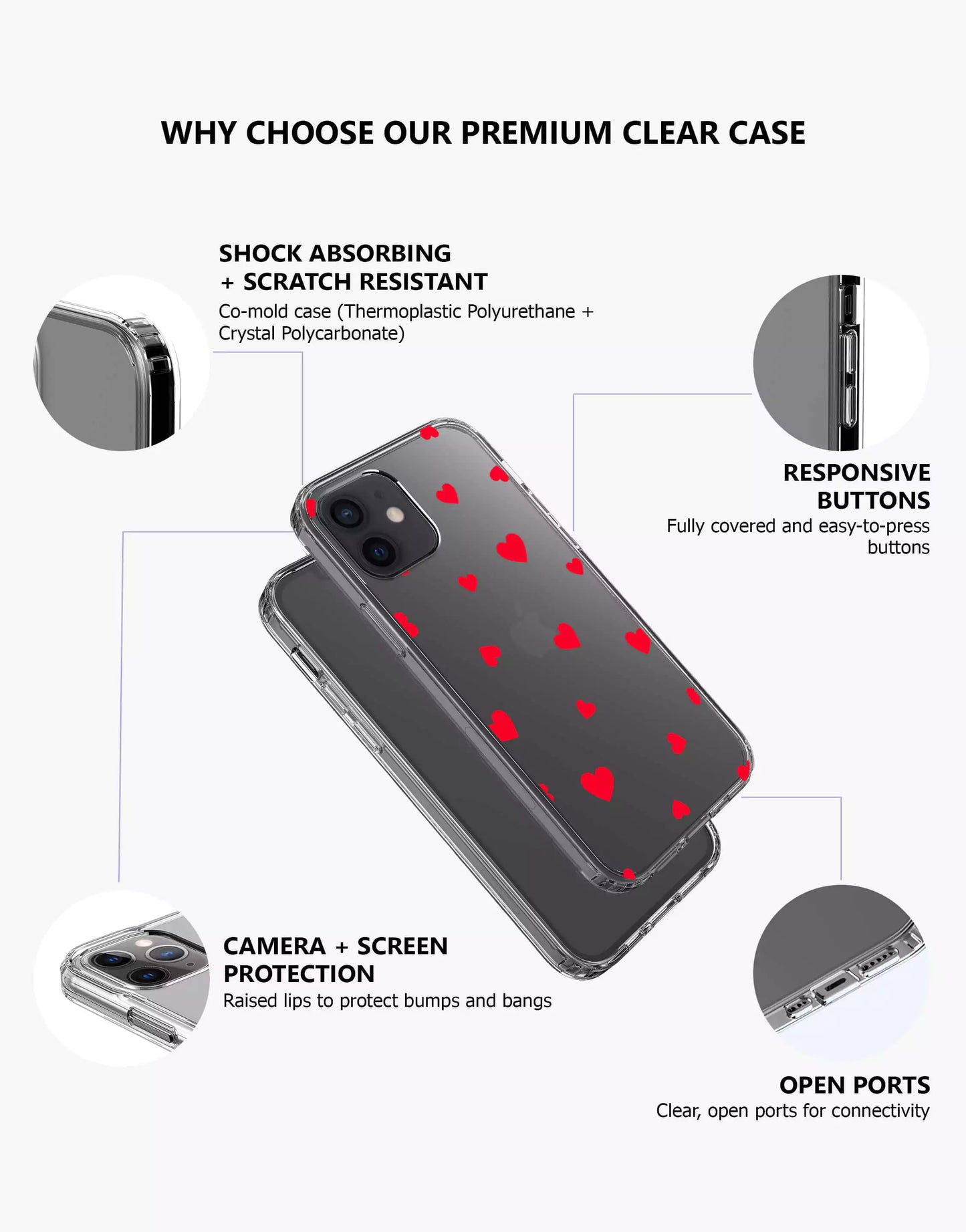 Y2K Aesthetic Red Hearts iPhone Case - URBANLUSA
