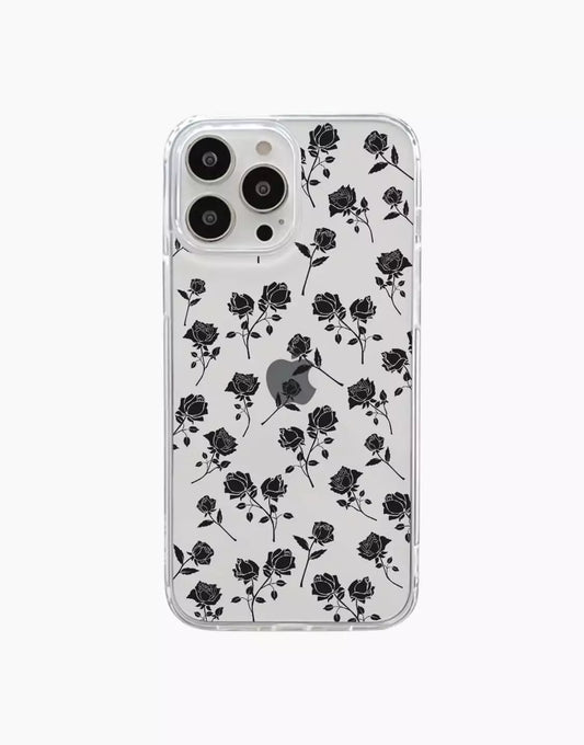 Black Grunge Rose Flower iPhone Case