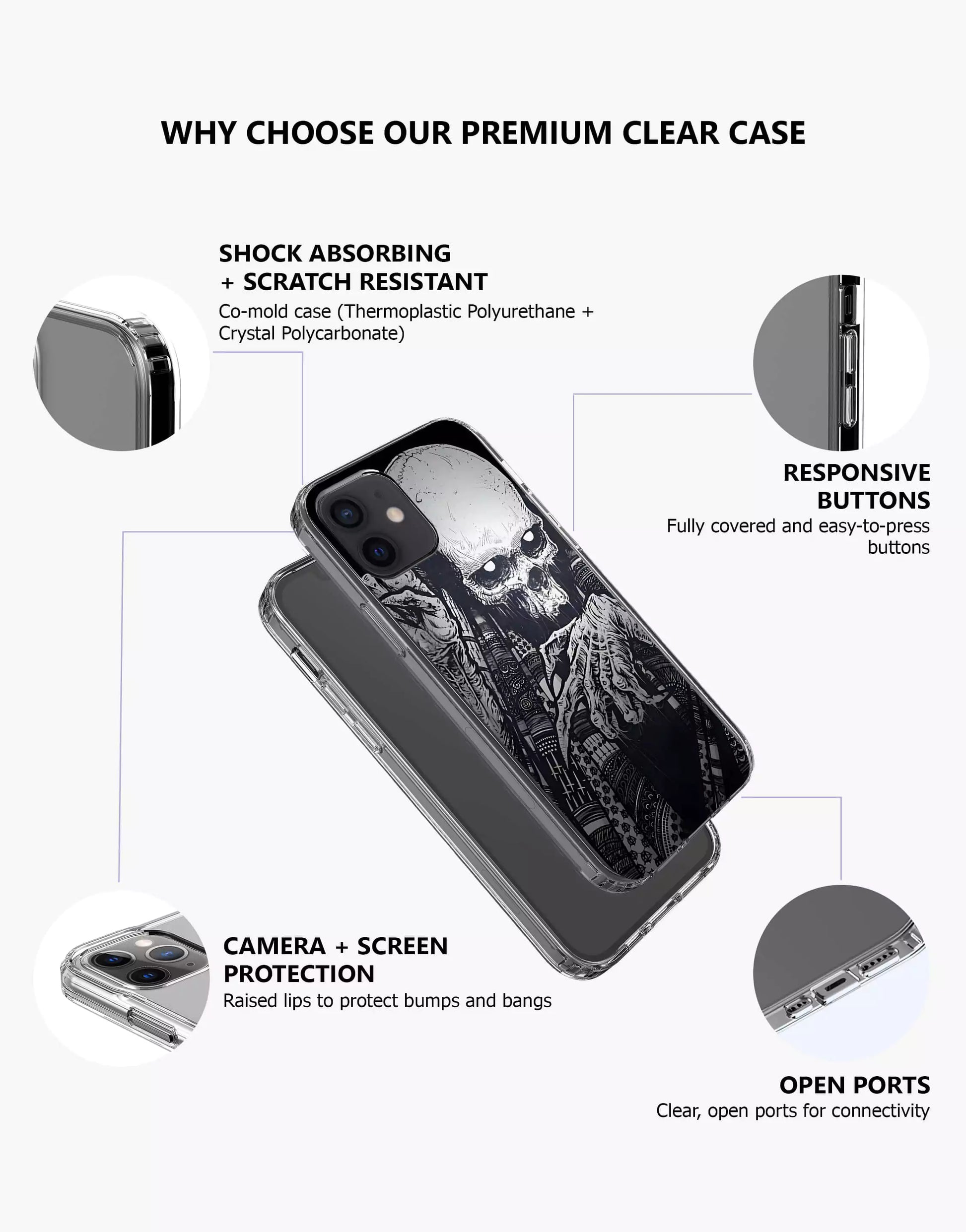 Gothic Skull iPhone Case - URBANLUSA
