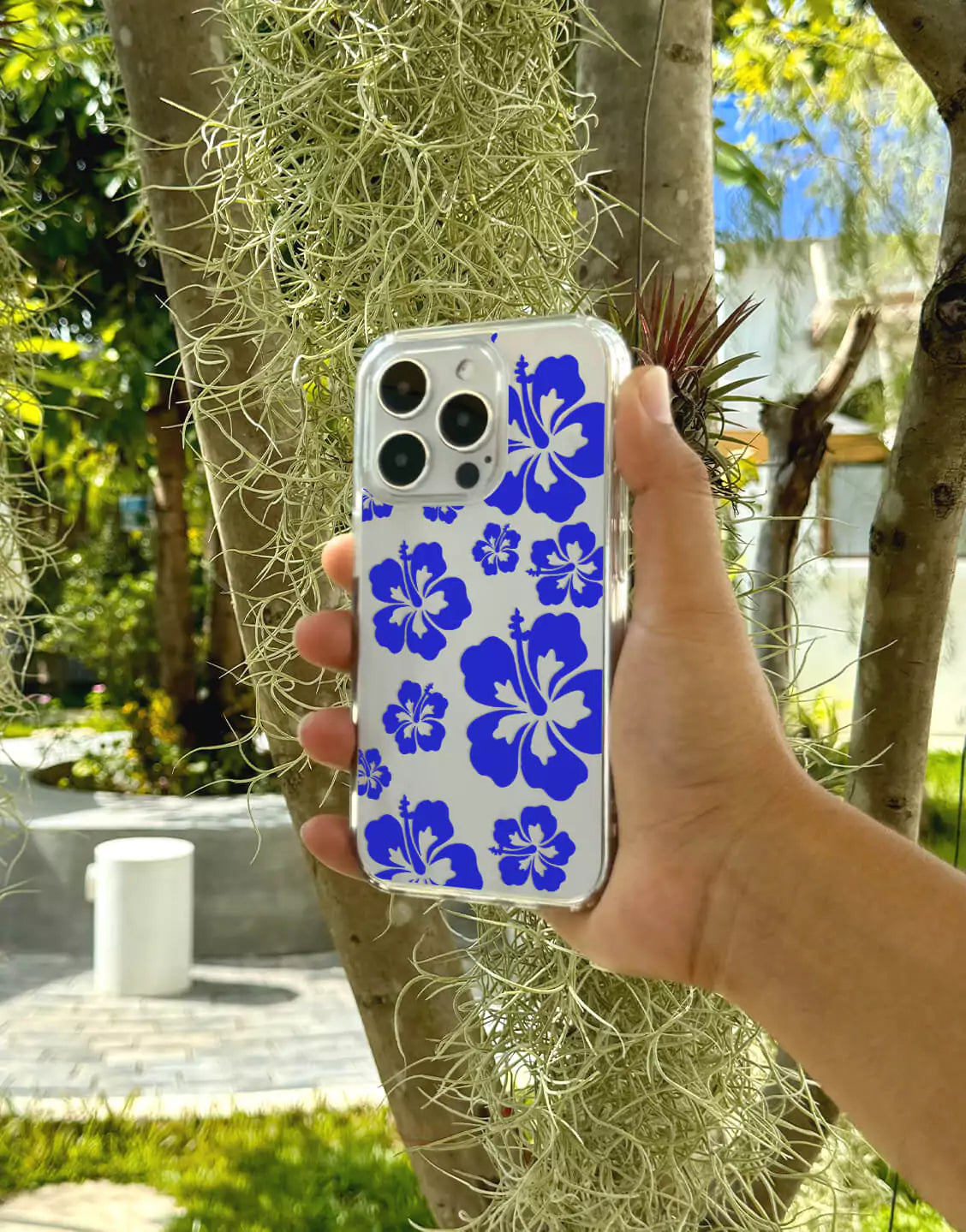 Hawaiian Blue Flowers Print iPhone Case - URBANLUSA