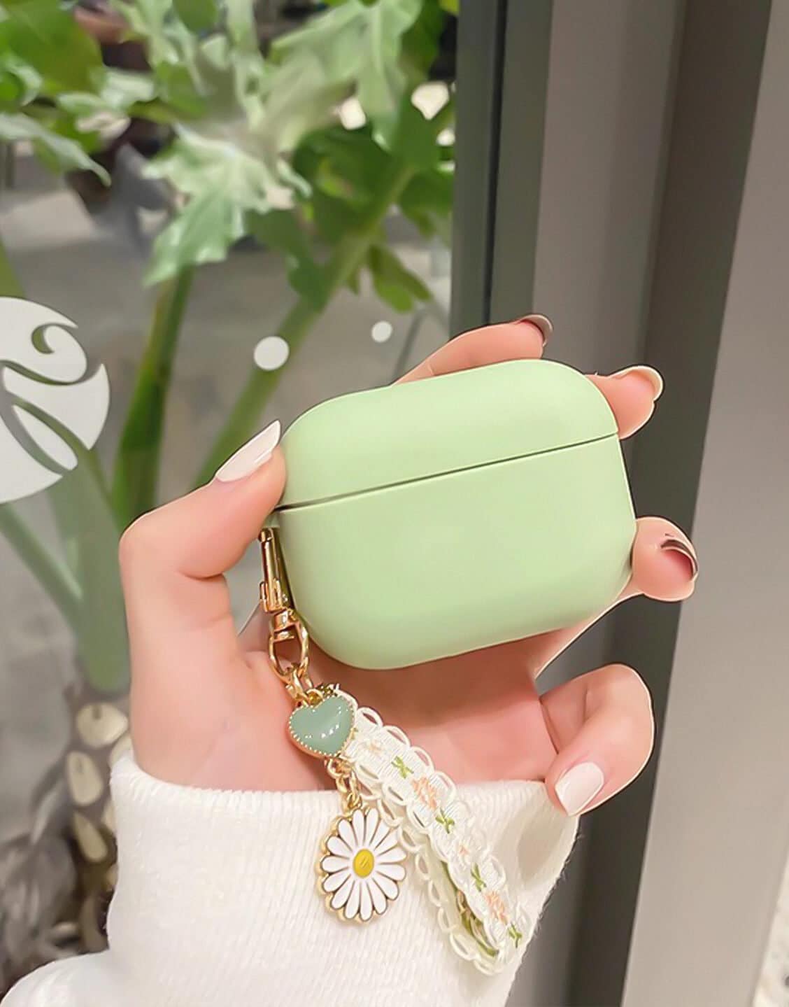 Lovely Daisy Sage Green AirPods Case - URBANLUSA