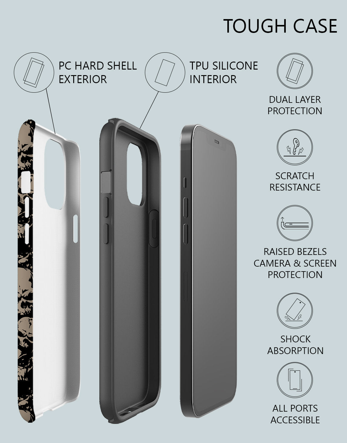 Dark Grunge Skull Aesthetic iPhone Case - URBANLUSA