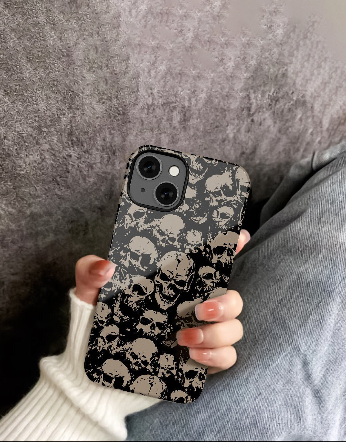 Dark Grunge Skull Aesthetic iPhone Case - URBANLUSA