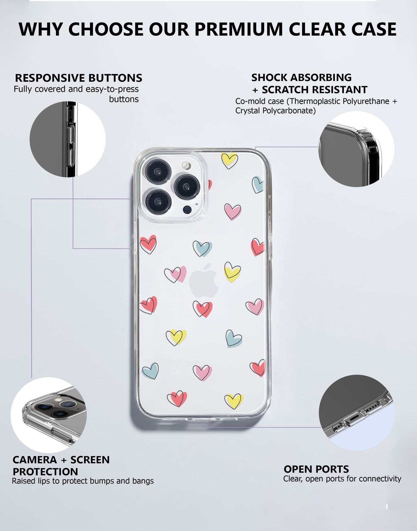 Kawaii Pastel Heart Phone Case iPhone / Samsung - URBANLUSA