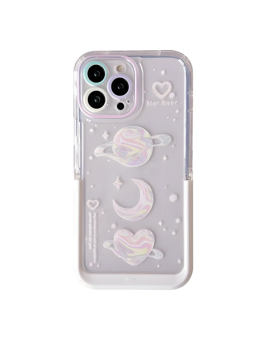 Cute Planet Moon Clear iPhone Case - URBANLUSA