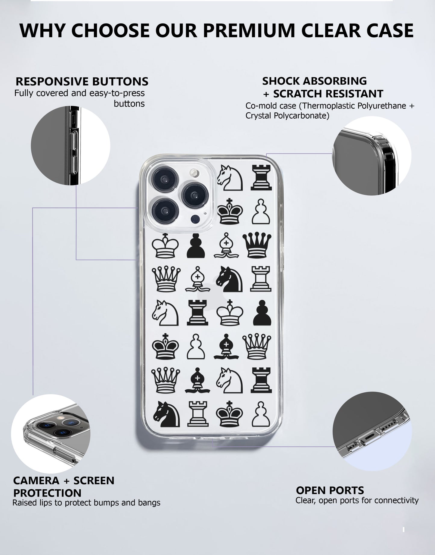 Cute Chess Pieces Phone Case iPhone / Samsung - URBANLUSA