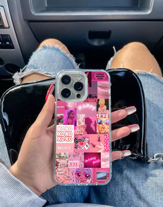 Roze esthetische collage telefoonhoesje iPhone / Samsung