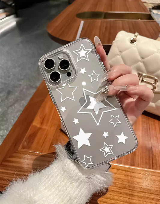 Pretty White Y2K Stars iPhone Case