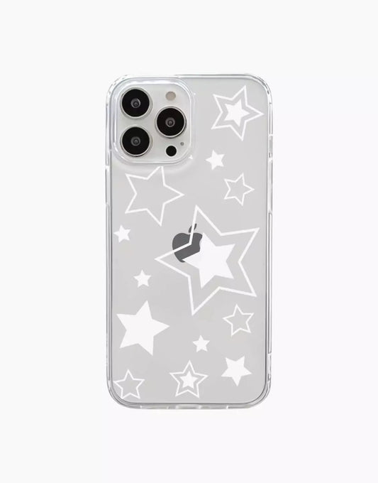 Pretty White Y2K Stars iPhone Case