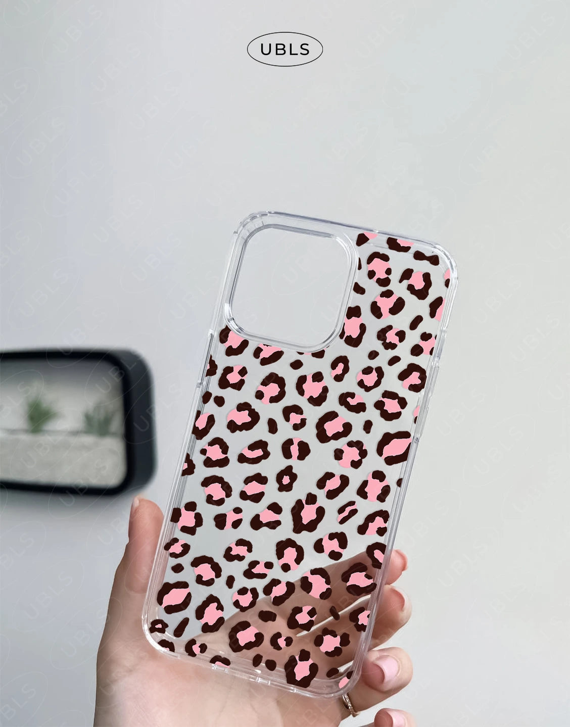 Cute Pink Leopard Print Clear Phone Case