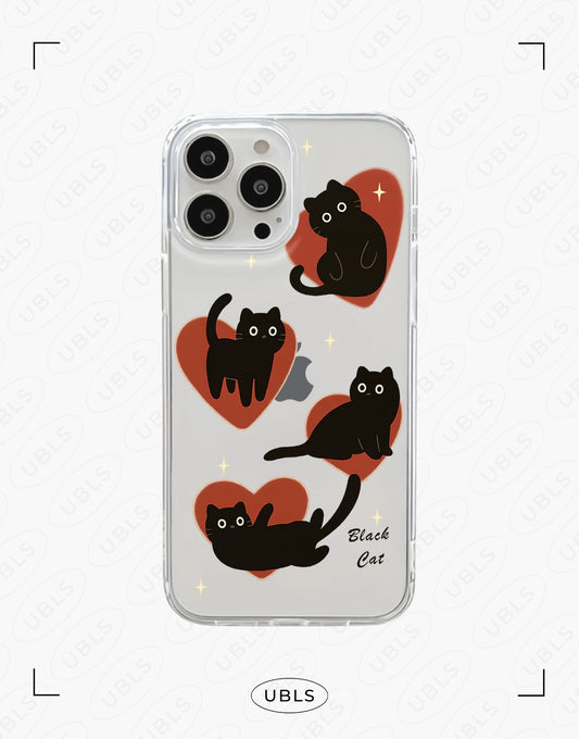Dark Grunge Black Cat Clear iPhone Case
