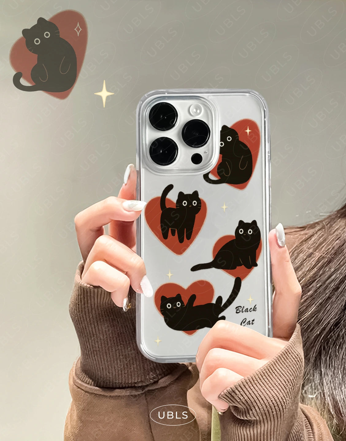 Dark Grunge Black Cat Clear iPhone Case