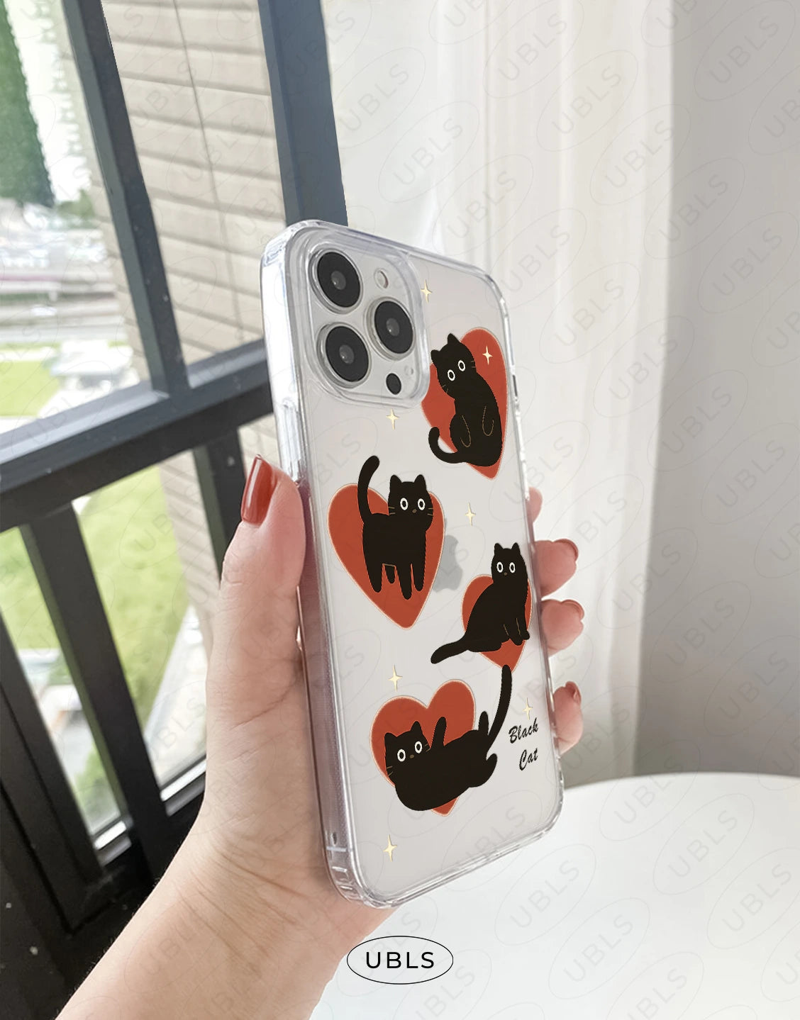 Dark Grunge Black Cat Clear iPhone Case