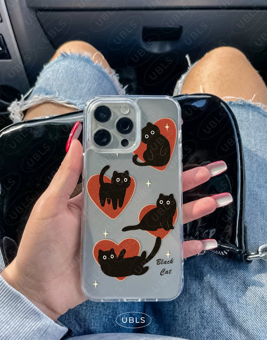 Dark Grunge Black Cat Clear iPhone Case