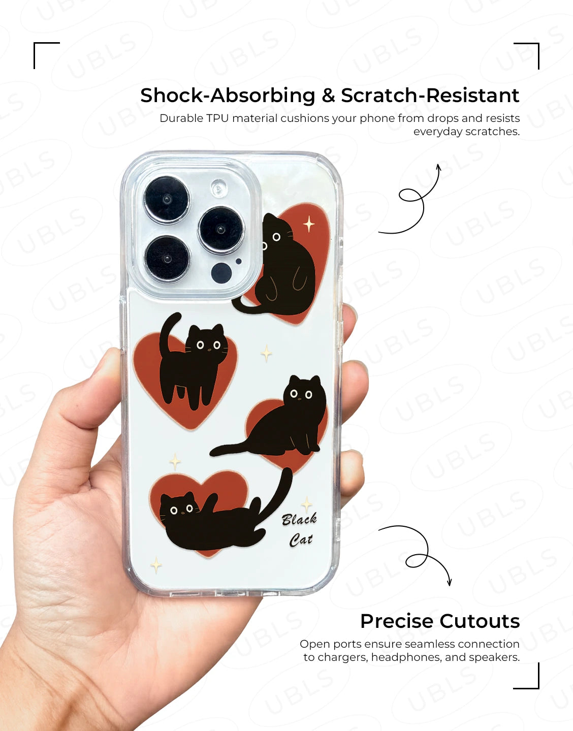 Dark Grunge Black Cat Clear iPhone Case