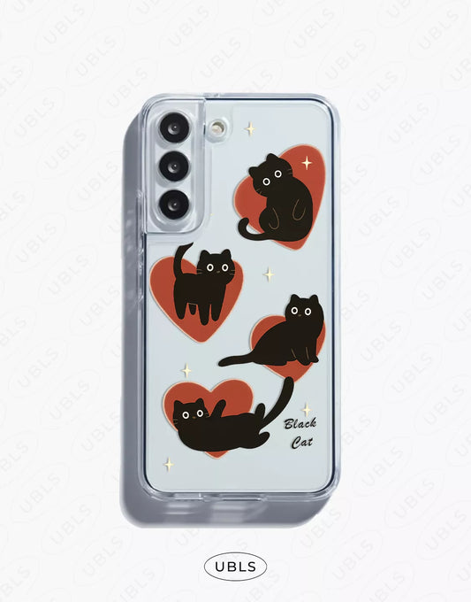 Dark Grunge Black Cat Clear Samsung Case