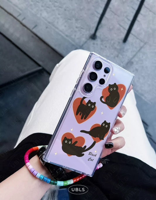 Dark Grunge Black Cat Clear Samsung Case