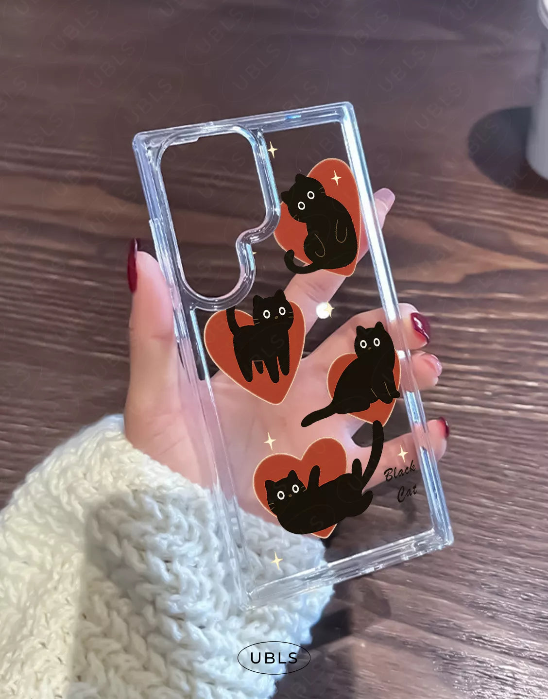 Dark Grunge Black Cat Clear Samsung Case