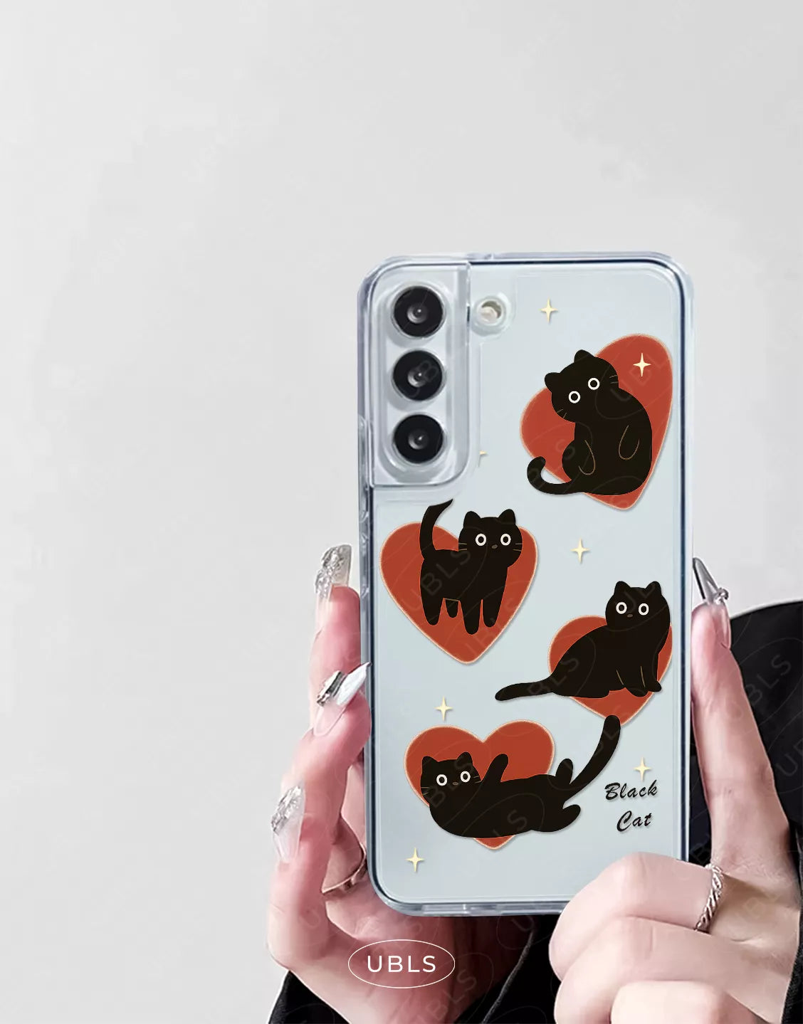 Dark Grunge Black Cat Clear Samsung Case