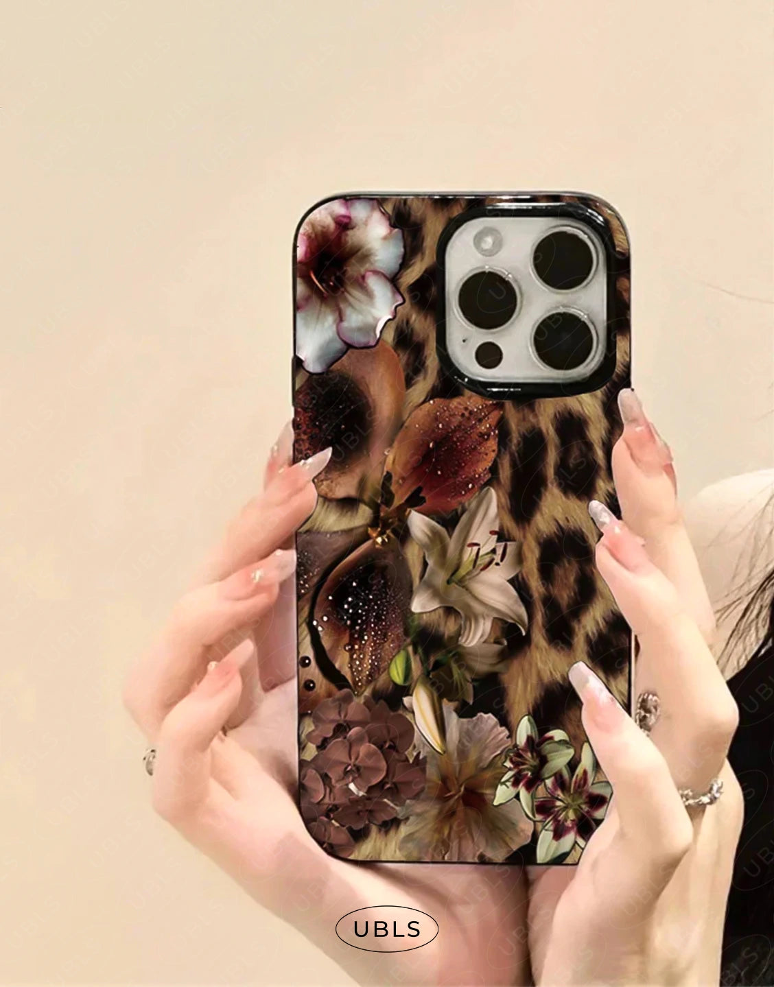 Elegant Leopard Print Lily Flower iPhone Case