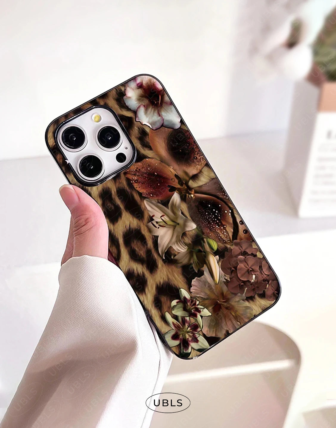 Elegant Leopard Print Lily Flower iPhone Case