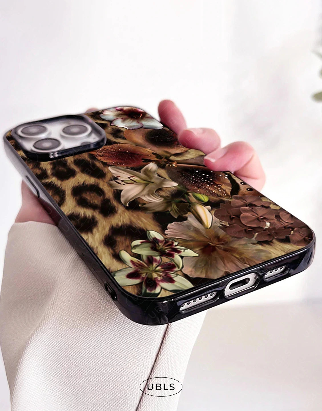 Elegant Leopard Print Lily Flower iPhone Case