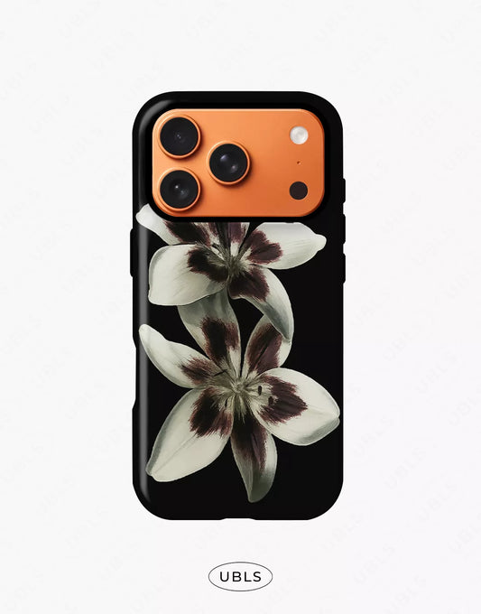 Elegant Midnight Bloom Lily Orchid iPhone Case