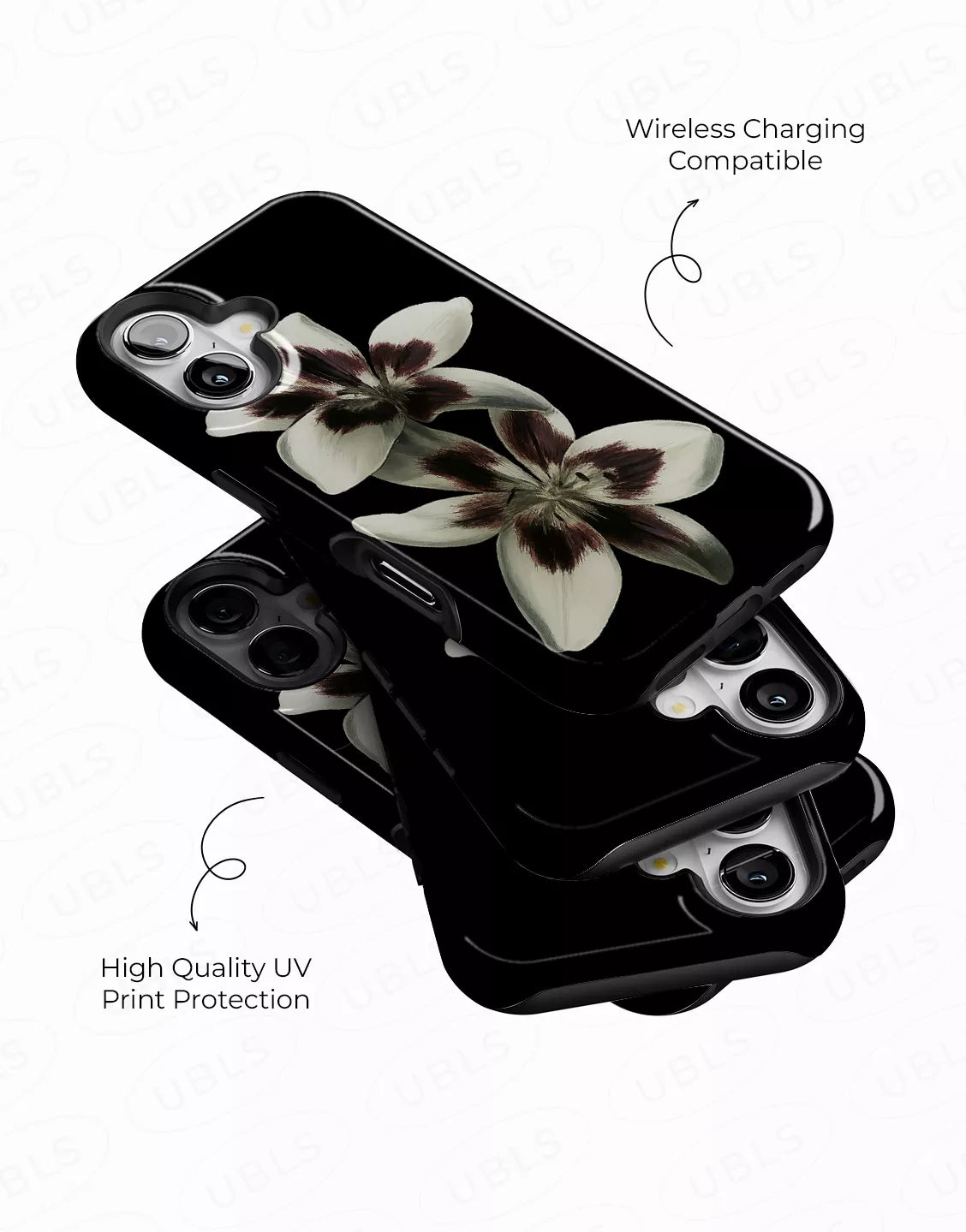Elegant Midnight Bloom Lily Orchid iPhone Case