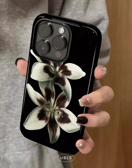 Elegant Midnight Bloom Lily Orchid iPhone Case