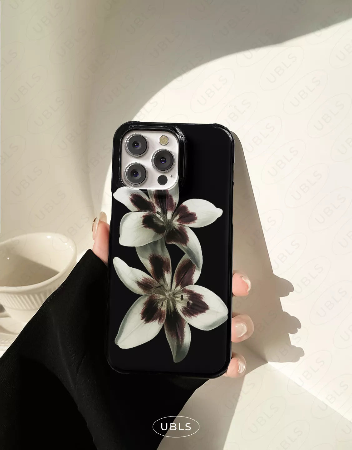 Elegant Midnight Bloom Lily Orchid iPhone Case