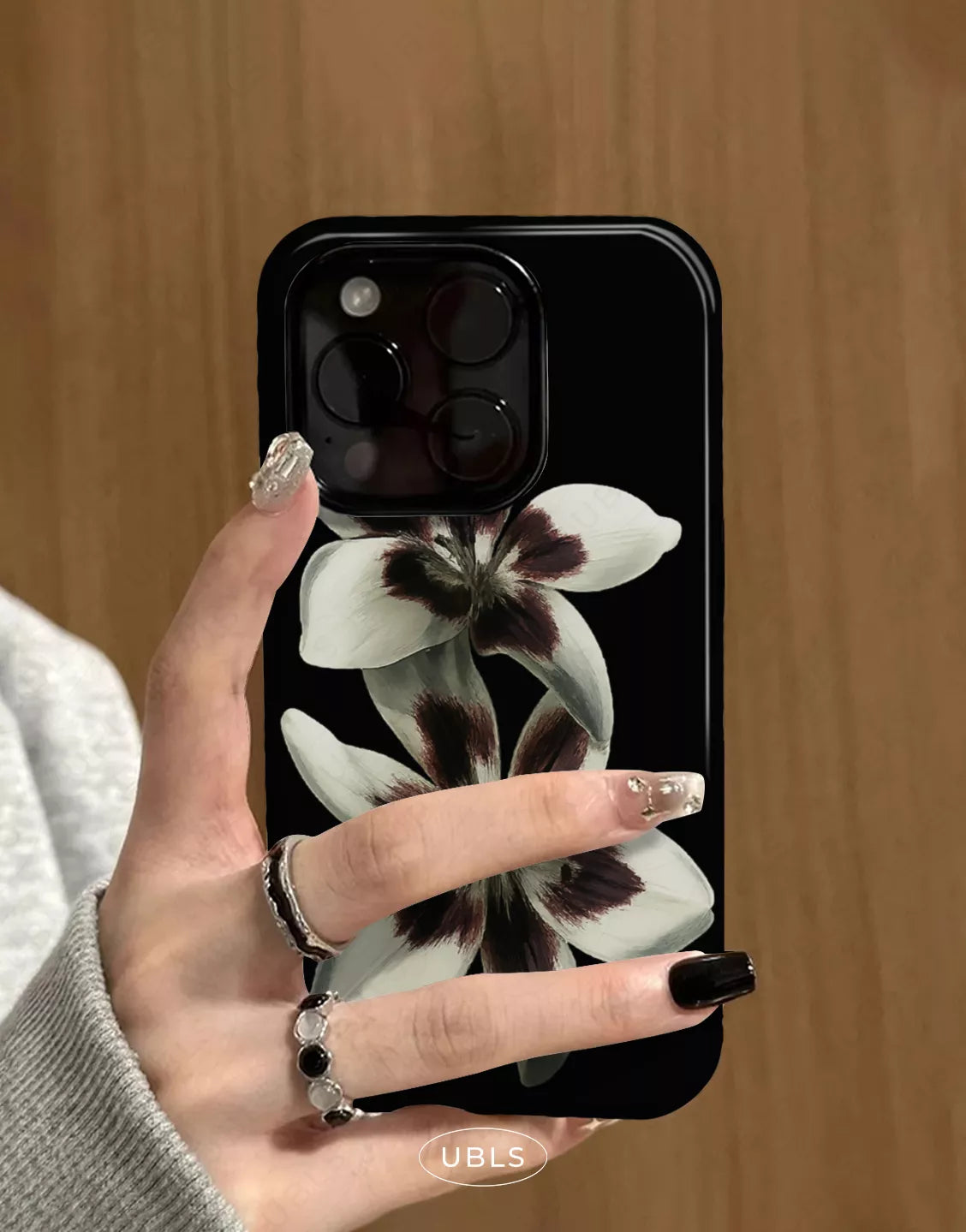 Elegant Midnight Bloom Lily Orchid iPhone Case