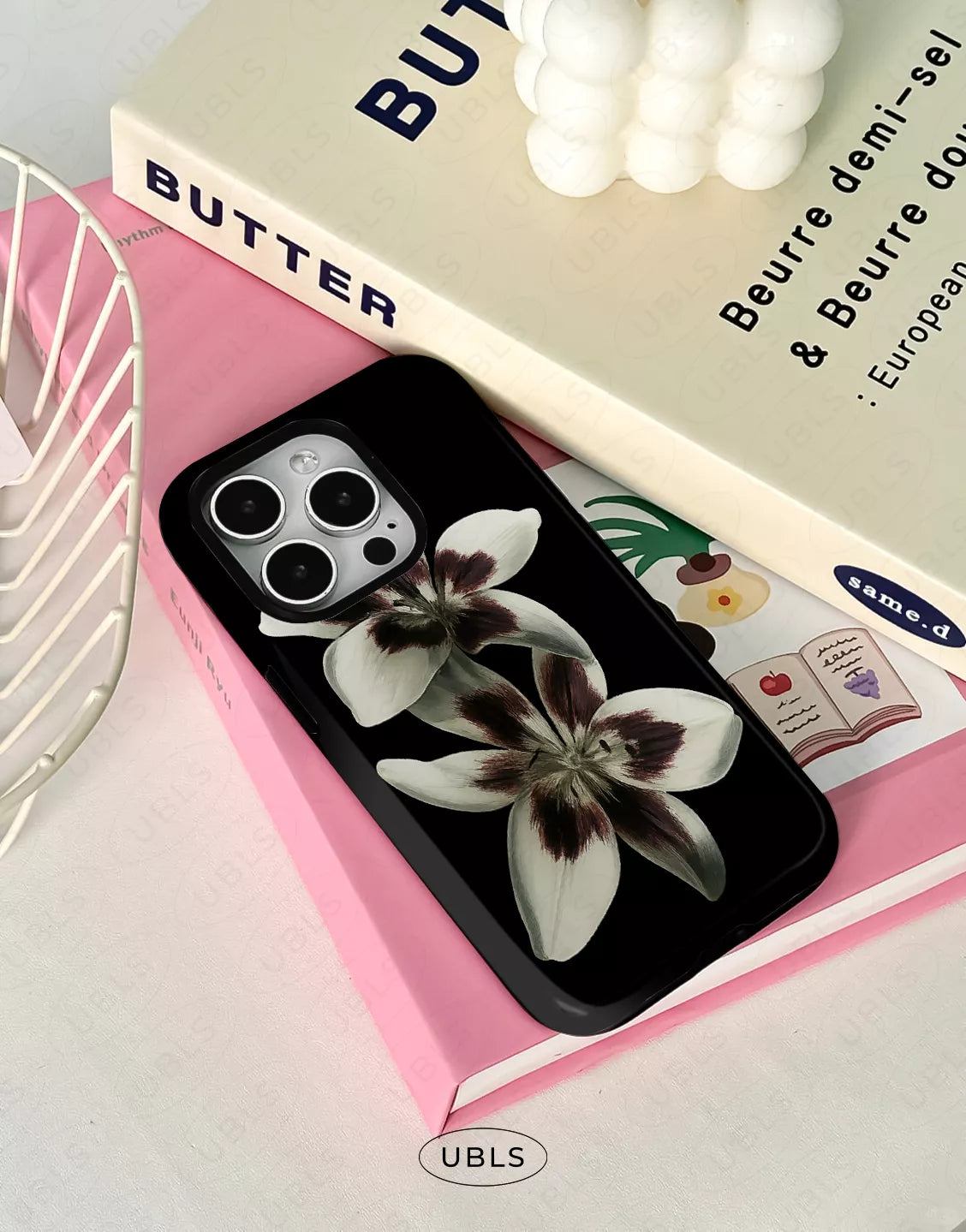 Elegant Midnight Bloom Lily Orchid iPhone Case