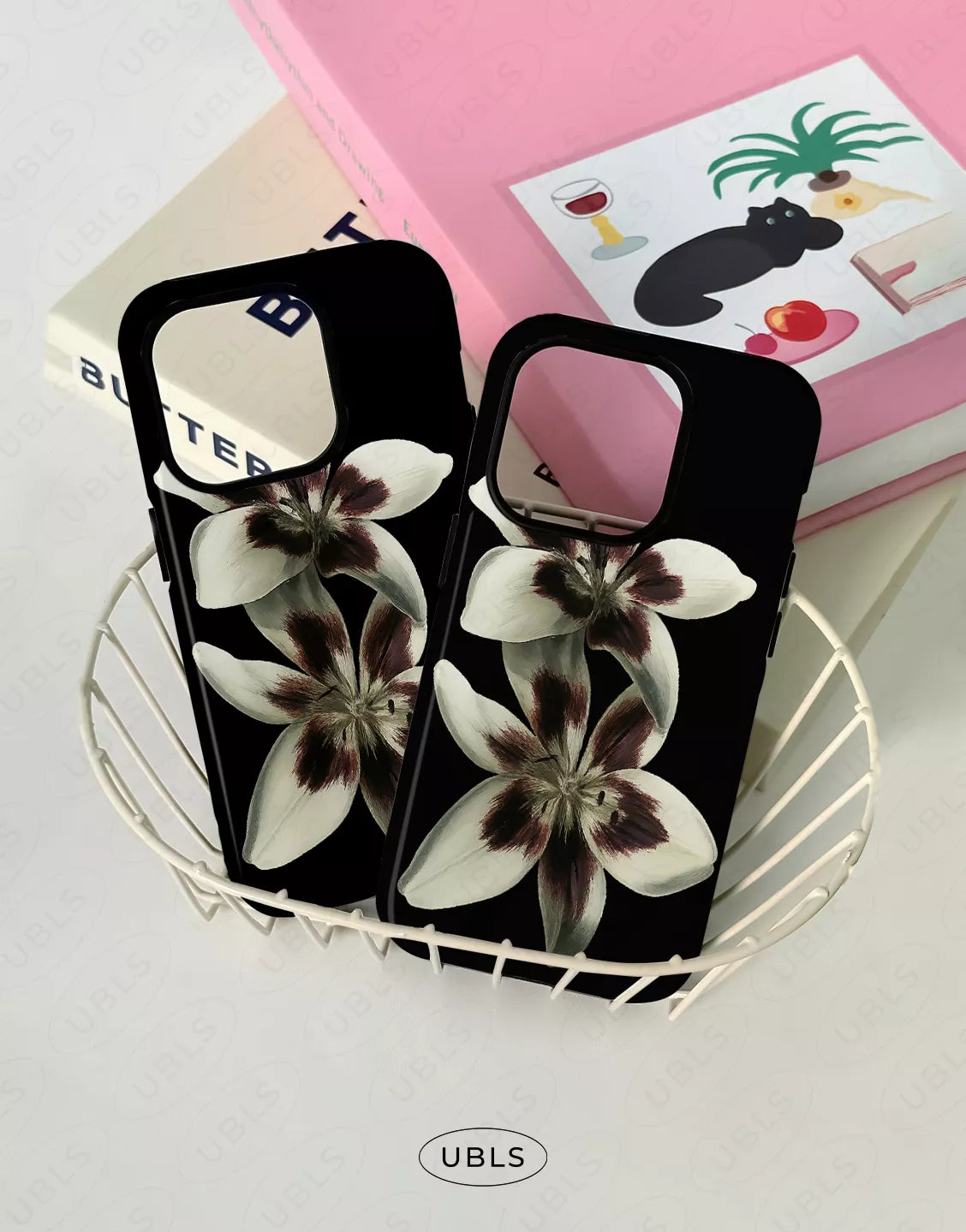 Elegant Midnight Bloom Lily Orchid iPhone Case