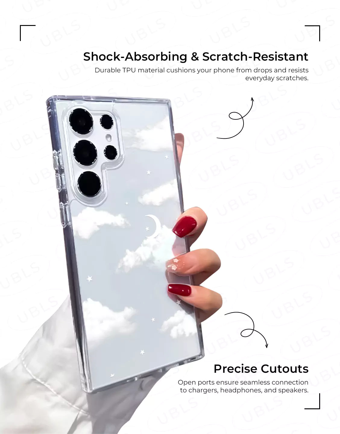 Coque de téléphone à motif de sourire esthétique pour iPhone / Samsung
