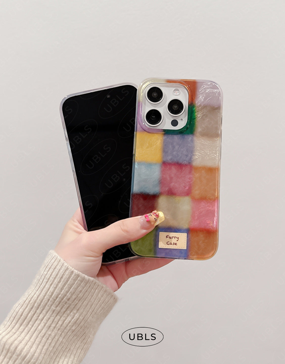 Vintage Cozy Furry Checkered iPhone Case