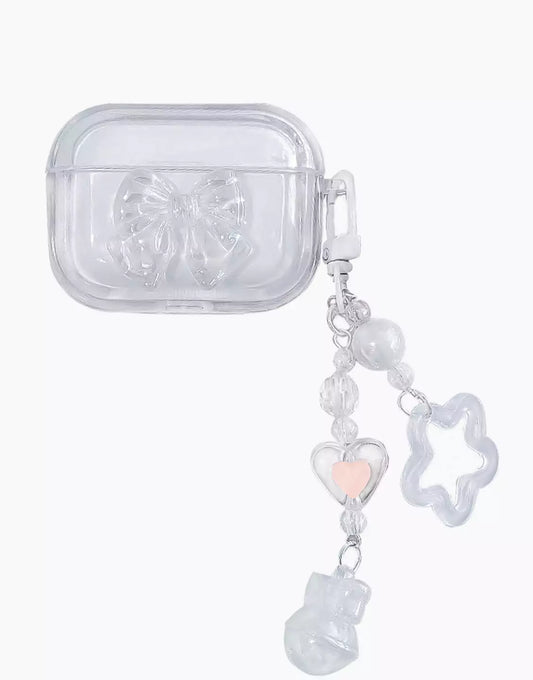 Laser Bow Knot Clear AirPods Case - URBANLUSA